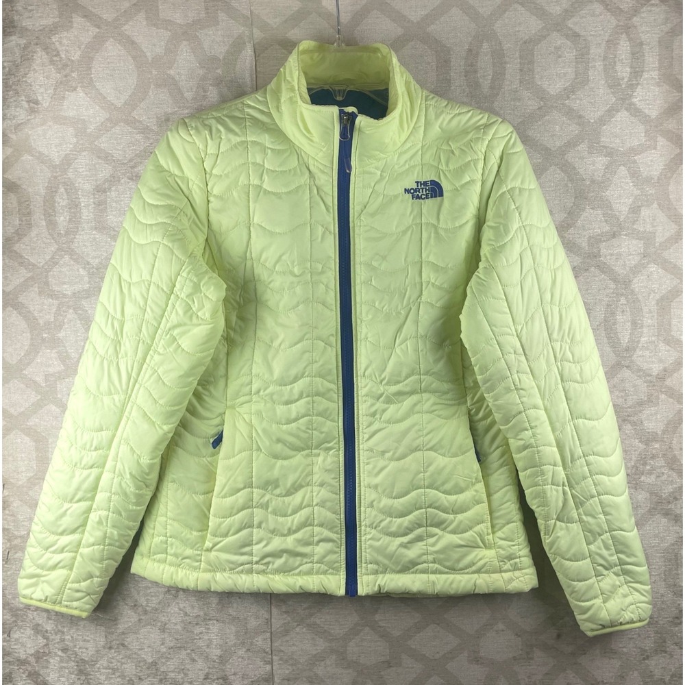 The North Face Thermoball Eco Jacket Women M Yellow Excellent Quilted Full Zip